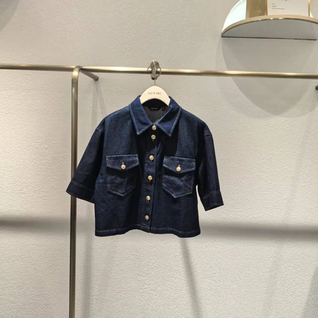 新品诗凡黎2025春装新款短袖衬衣外套3G3110281