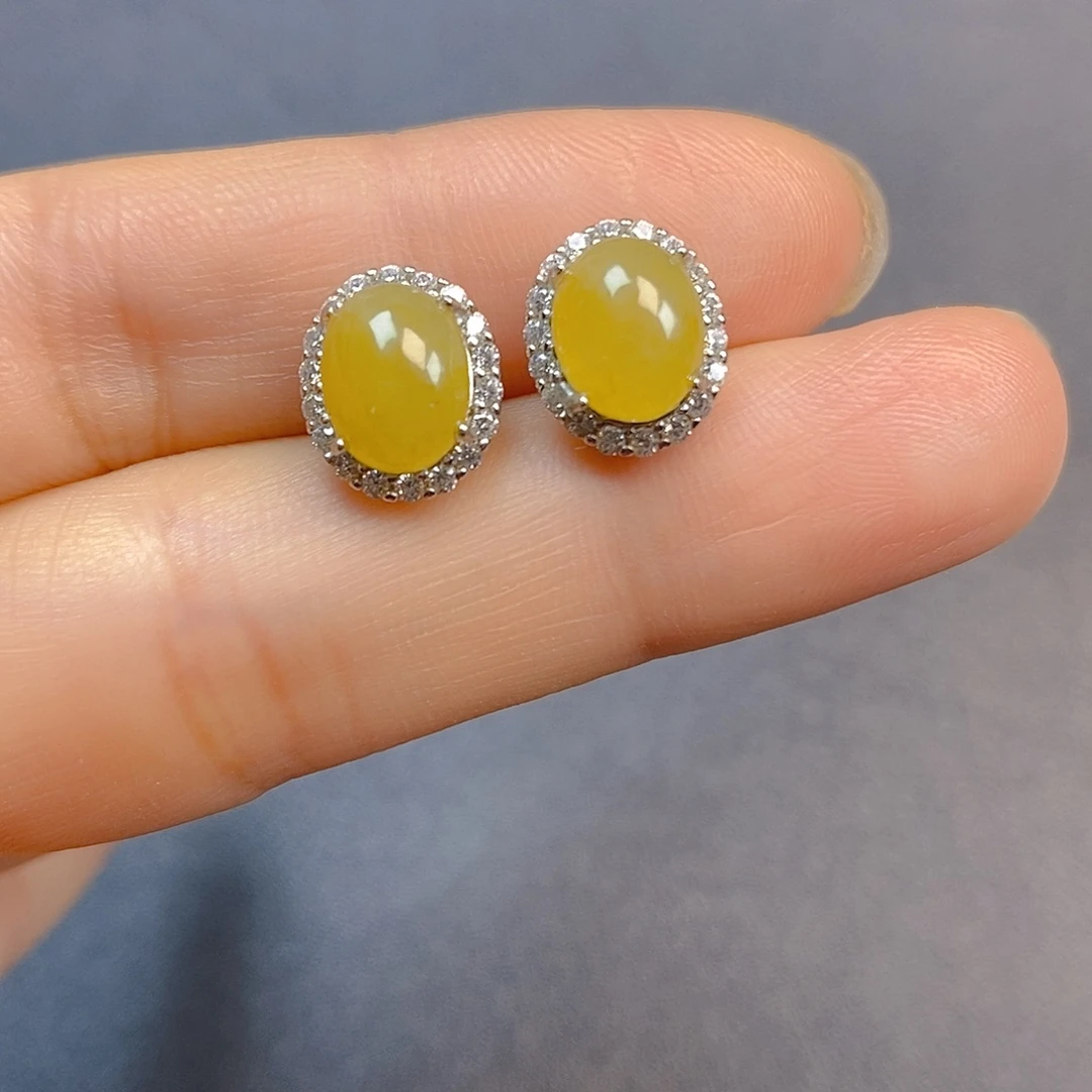 翡翠银S925镶嵌耳饰