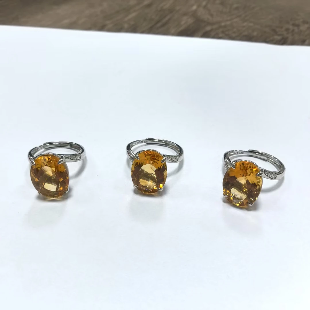 【书记甄选】天然黄水晶925戒指 多样性发一件 7530AX