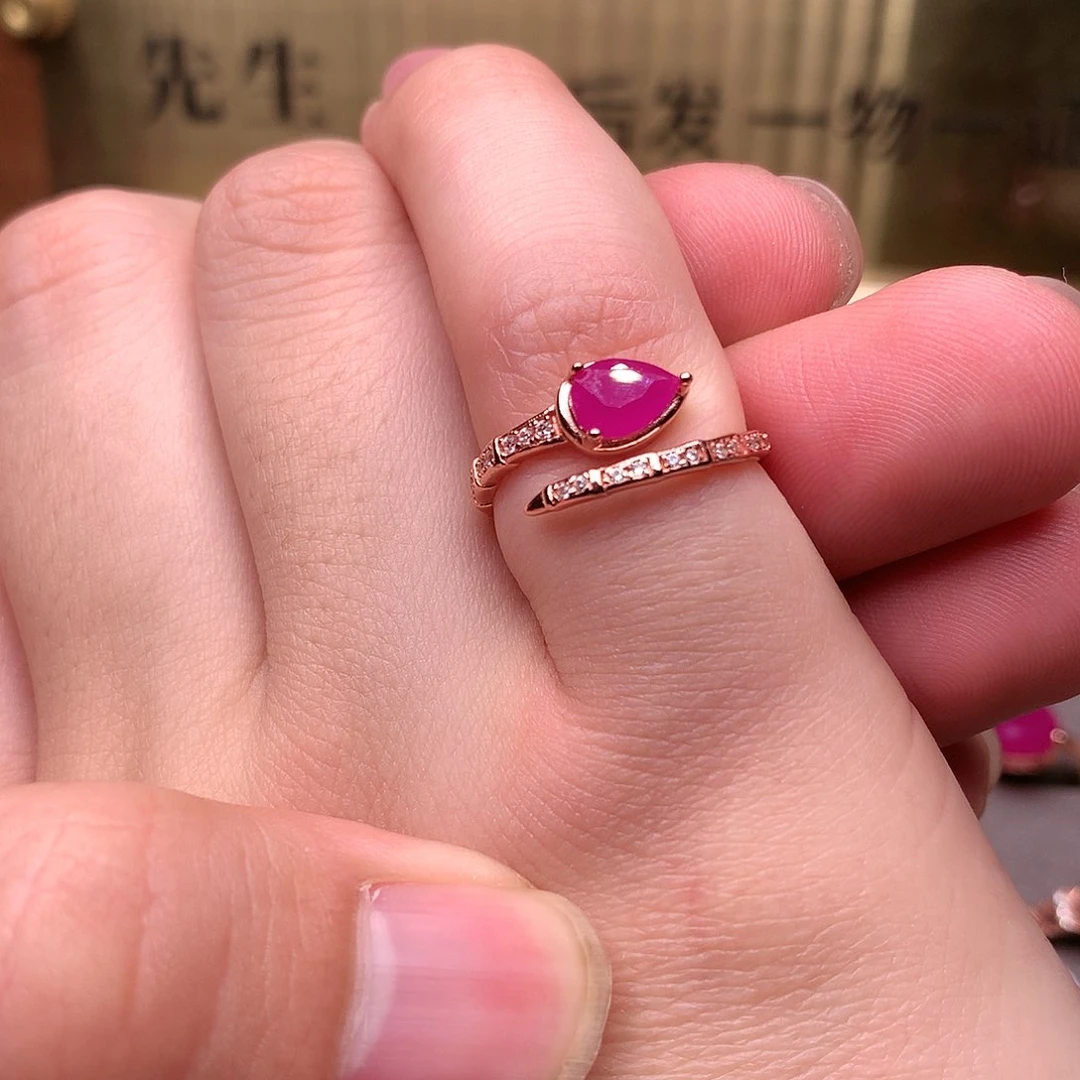 红宝石戒指银S925镶嵌