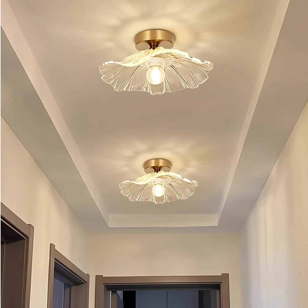 过道灯走廊灯现代简约阳台灯荷叶楼梯衣帽间LED玄关入户吸顶灯具