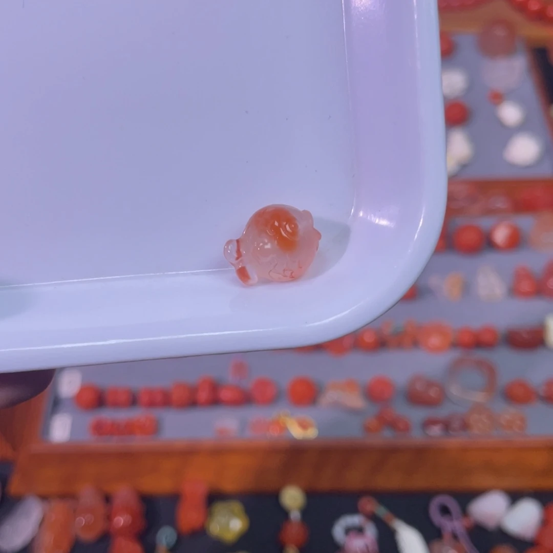 南红玛瑙未镶嵌冰飘花嘟嘟鱼卡11.2