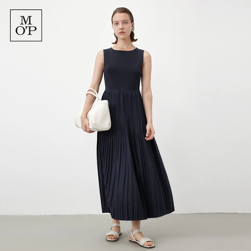 Marc O'Polo/MOP千金清冷感贵系背心式连衣裙轻奢修身气质长裙女