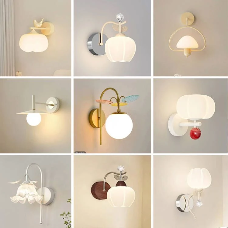 卧室壁灯床头灯奶油风简约现代儿童房间书房装饰夜灯过道玄关壁灯