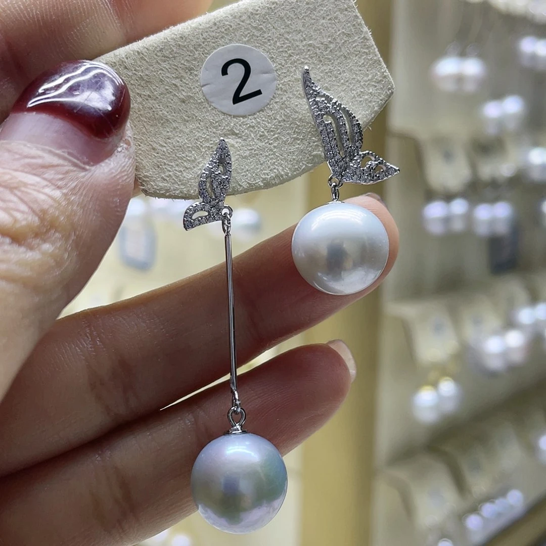 淡水珍珠耳饰银S925镶嵌