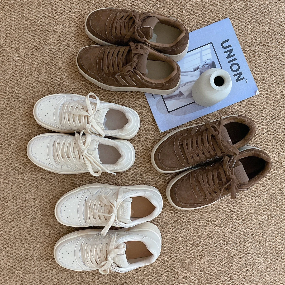 IMFLY金小金自制女装 加绒板鞋DYX376秋冬鞋子复古厚底休闲鞋女鞋