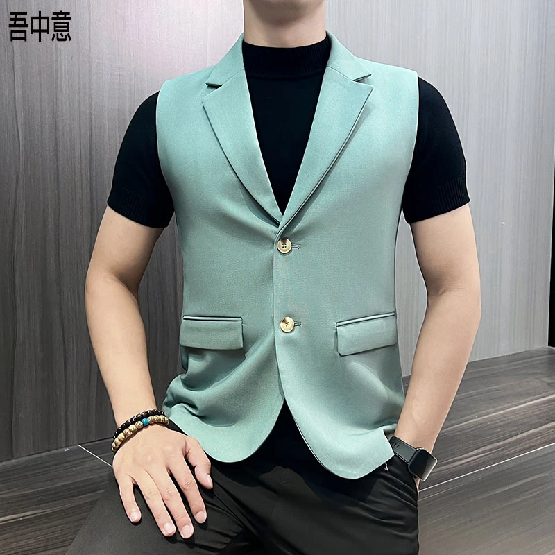 男士西装外套夏季薄款修身无袖马甲男款爆款2025新款商务西服男