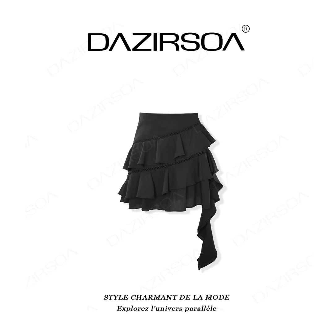 DAZIRSOA/达姿“剑桥故事”时尚百搭简约个性波浪不规则半身裙 Y378