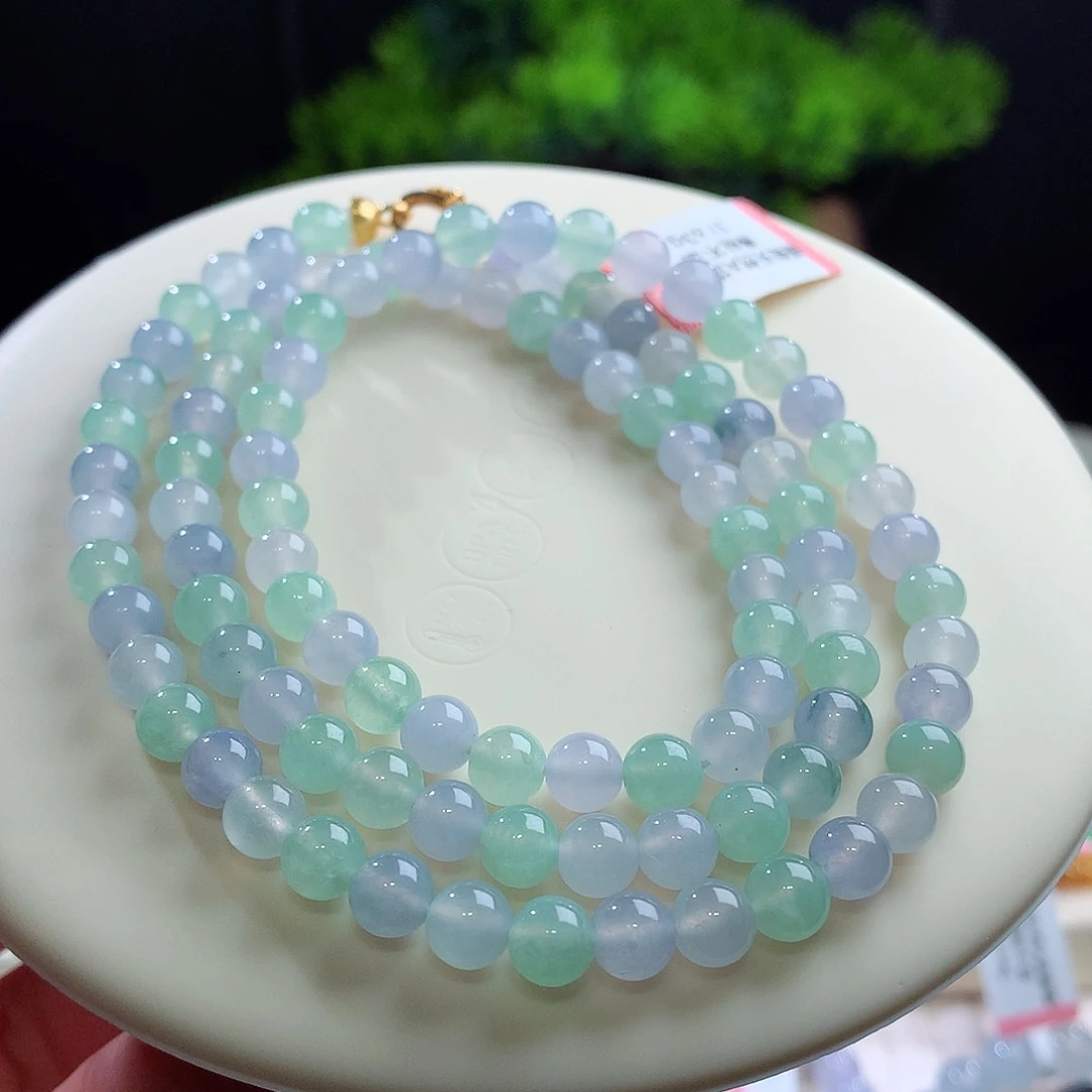 项链18K金镶嵌翡翠卡6mm
