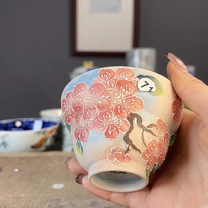 摆件景德柴烧茶杯多人