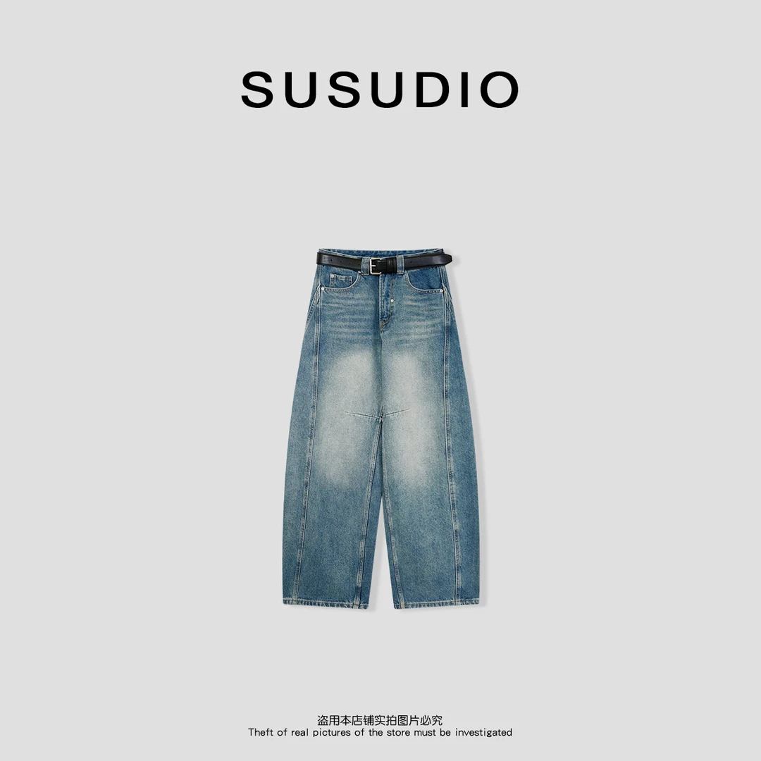 SUSUDIO  冬日恋曲 新款设计感显瘦牛仔裤（磨毛）8002