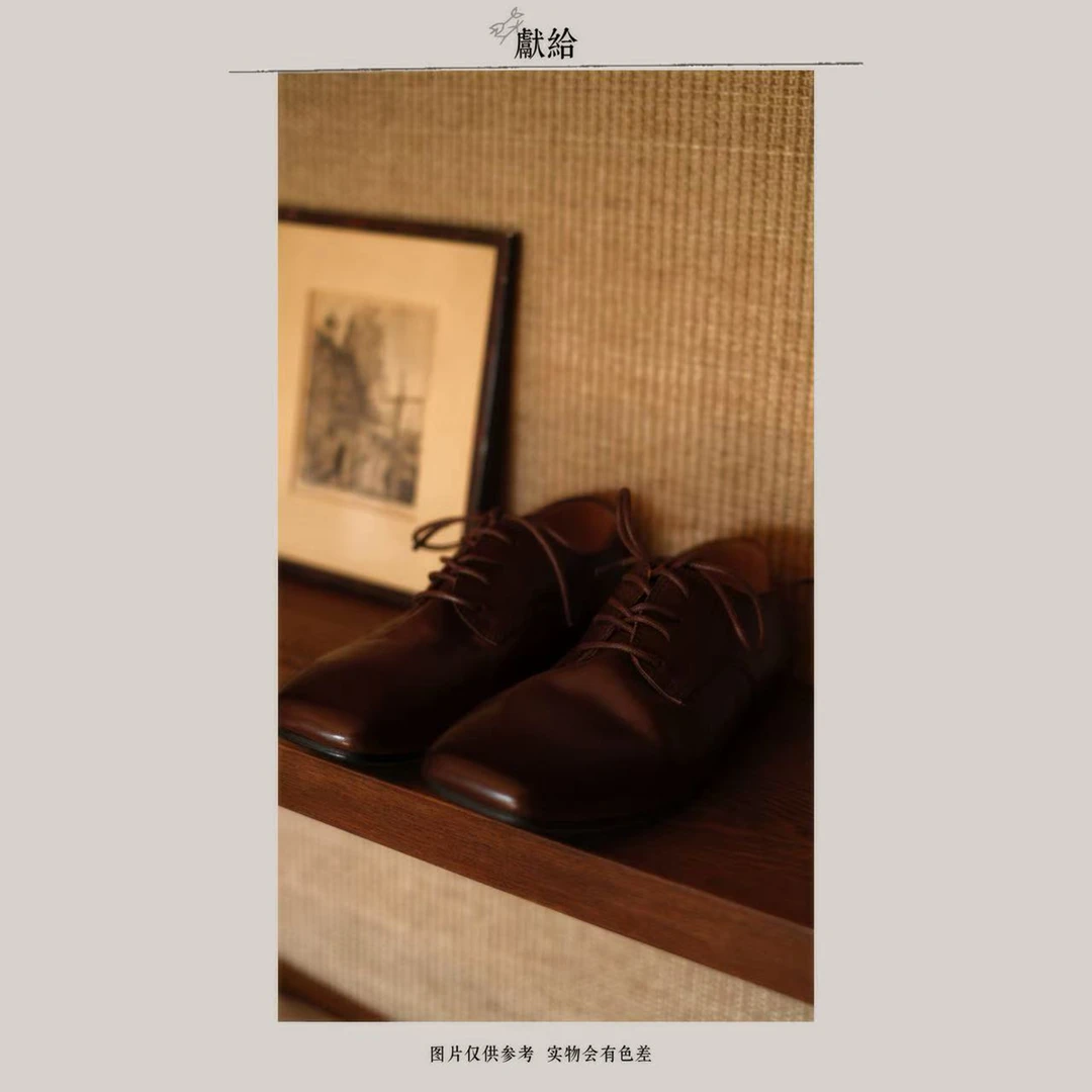 Dedicate献给原创女装/巴洛克风马皮小皮鞋/文艺百搭复古真皮