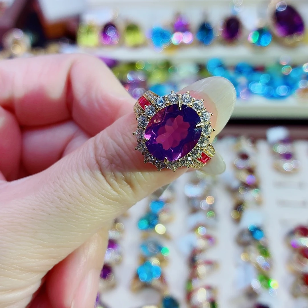 戒指紫晶银S925镶嵌