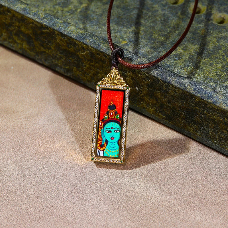 绿度母唐卡原创设计款DIY吊坠X30776