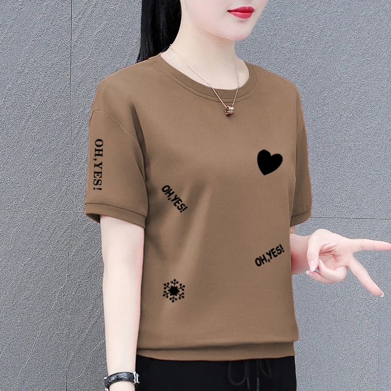 纯棉短袖t恤女夏季新款韩版宽松显瘦百搭休闲圆领中年妈妈女上衣