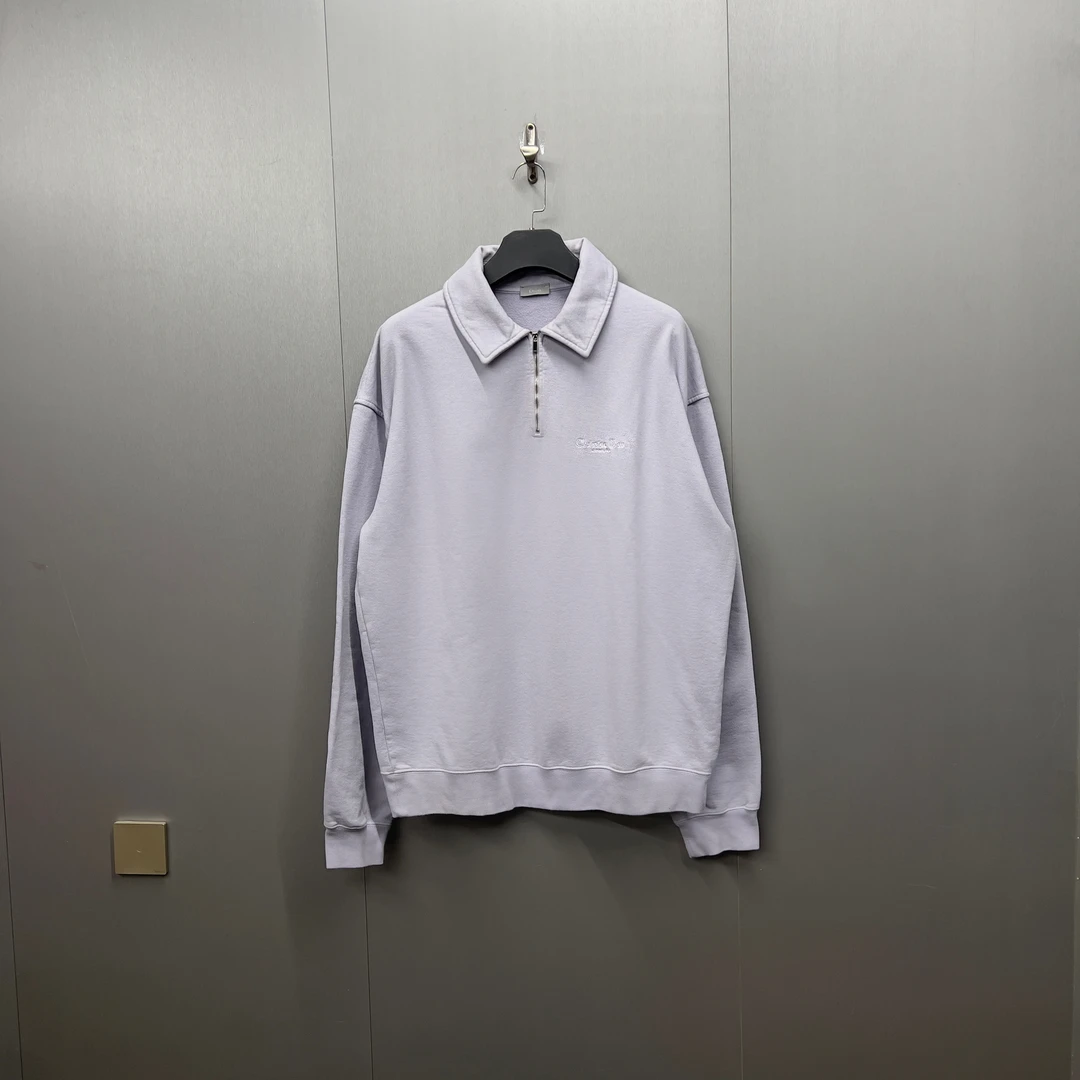 99新 DIOR/迪奥 标语刺绣Logo重磅Polo拉链卫衣/12331/XXL码