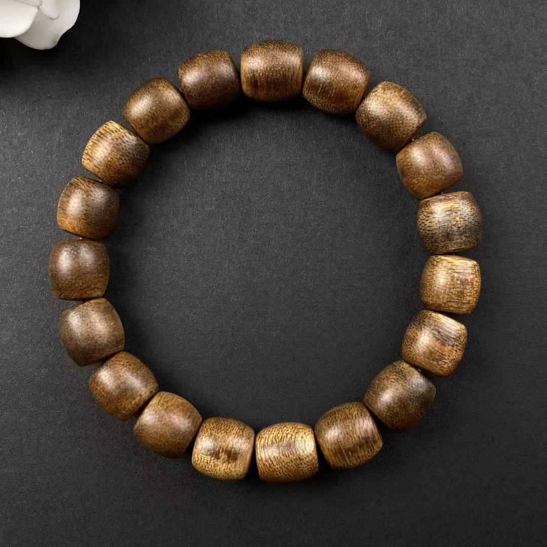 沉香【境一】W014沉香沉水莺歌绿奇楠1.0单圈桶珠手串