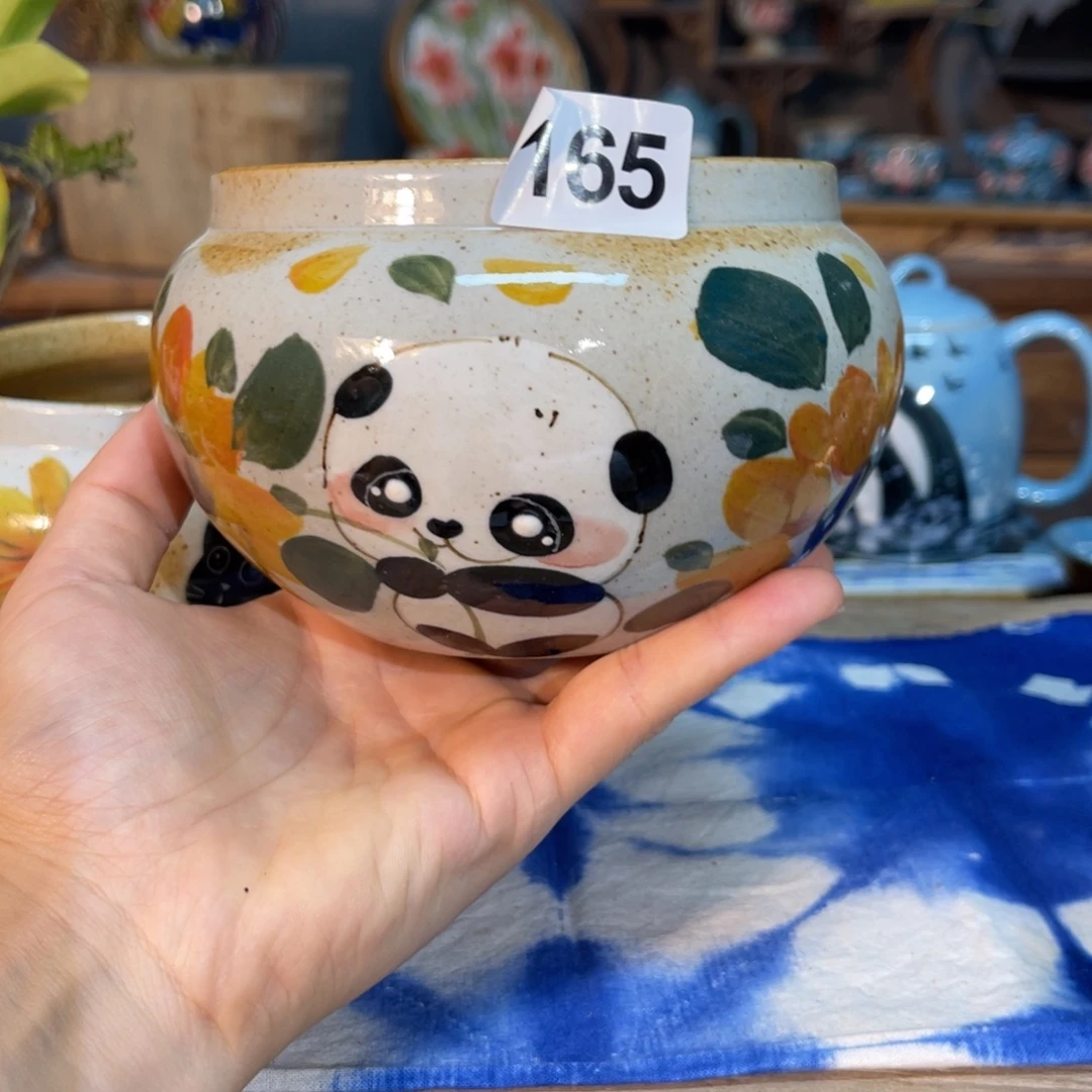壶素浅陶瓷手工手绘
