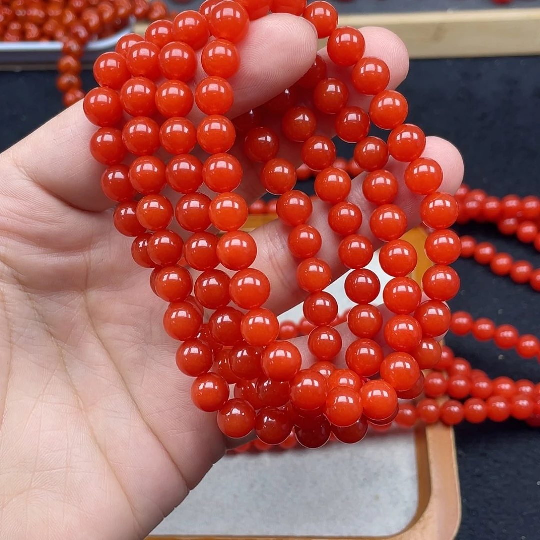 未镶嵌10号保山锦红亮光卡8长链南红玛瑙