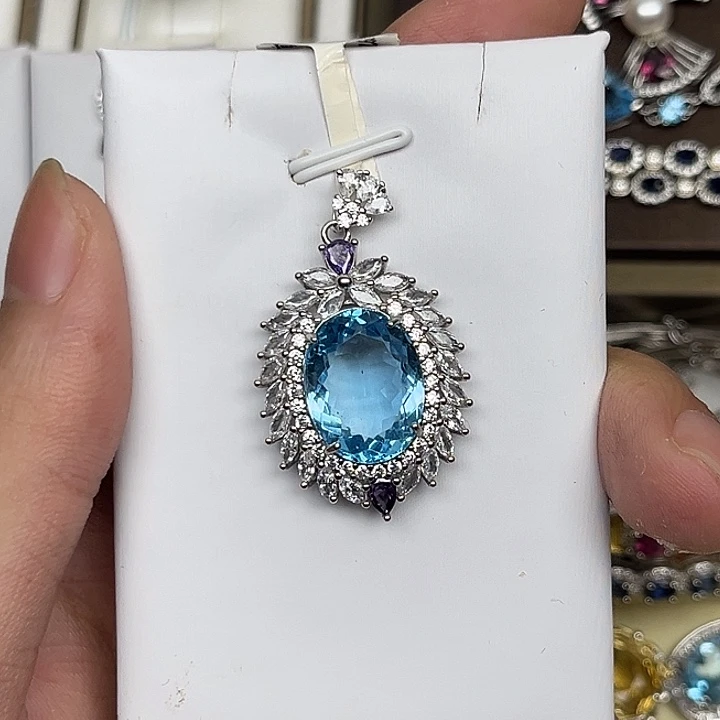 颈饰银S925镶嵌托帕石