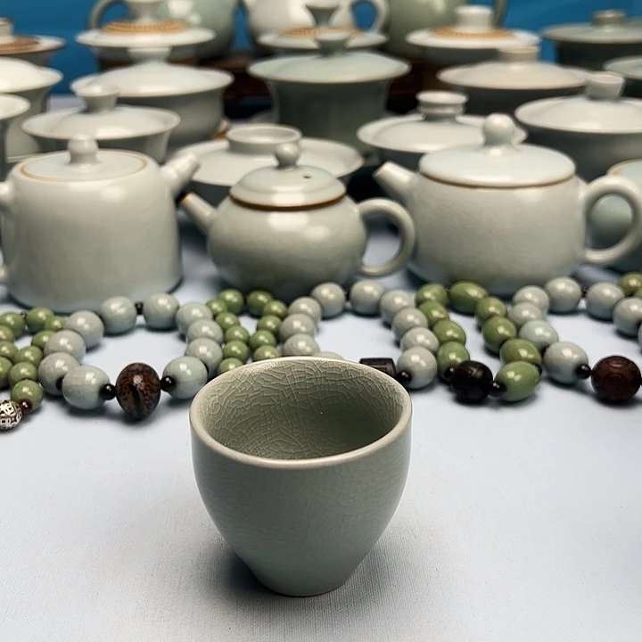 杯粉青釉鸡心杯原矿原釉原产地