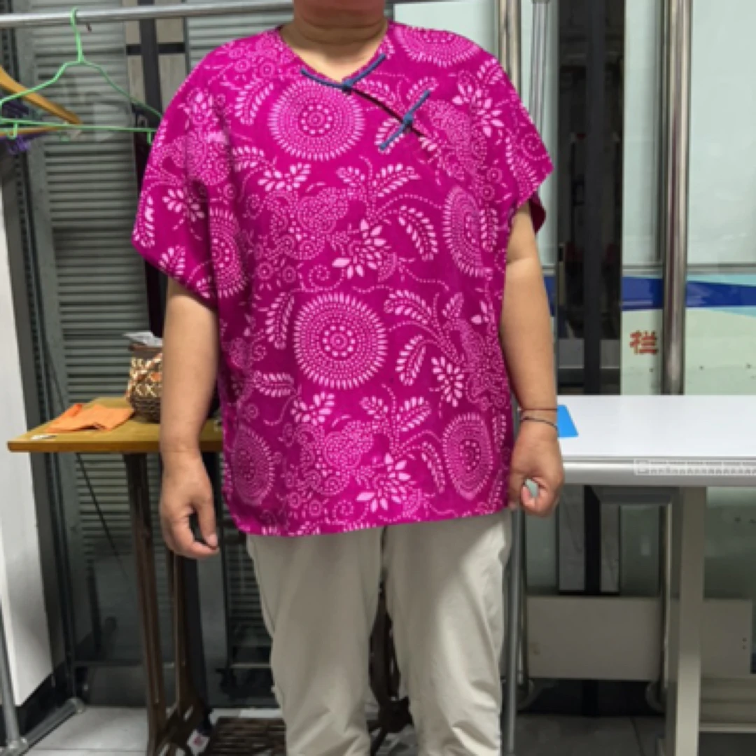 新中式粉色碎花提花立领盘扣短袖女士衬衫夏季新款