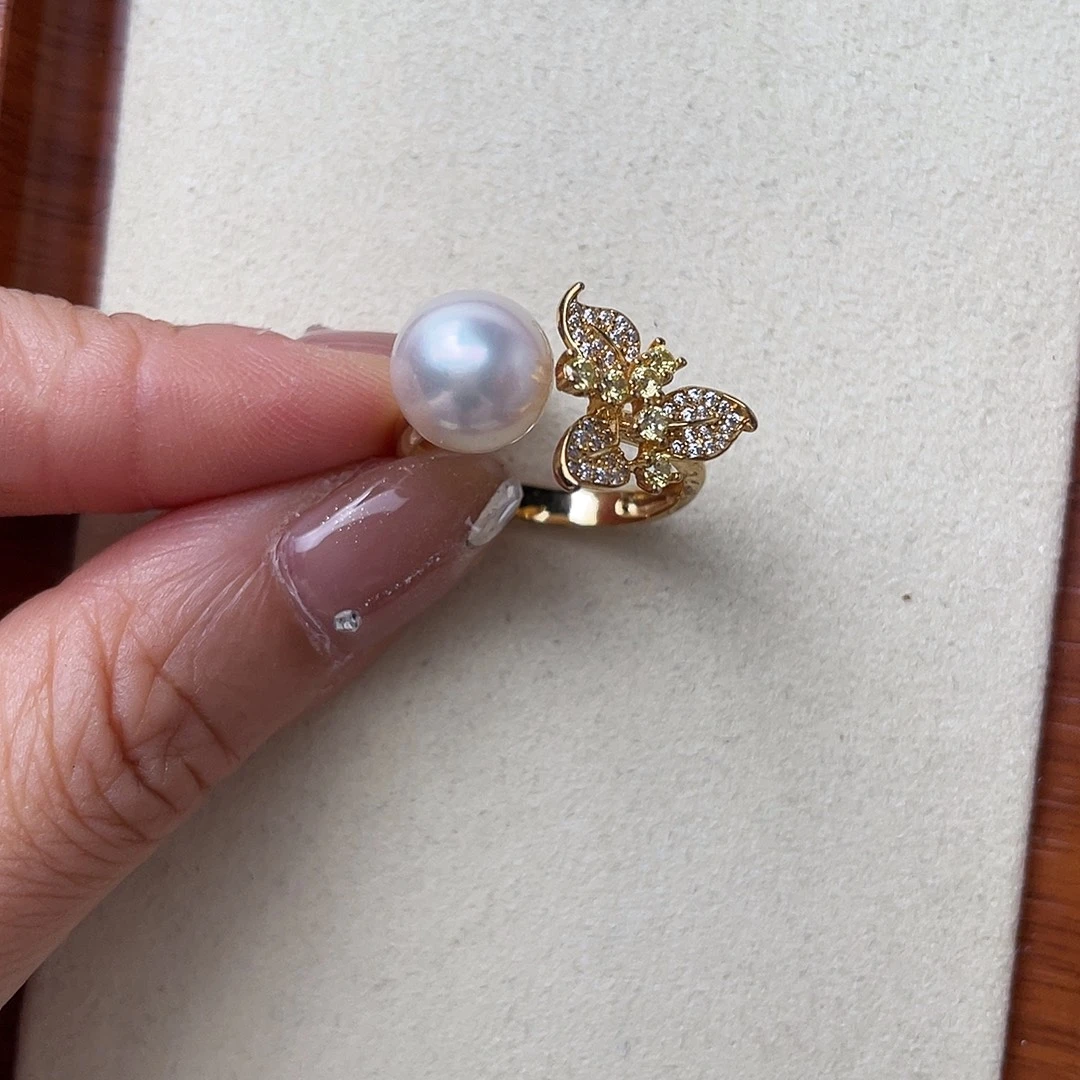 戒指银S925镶嵌海水珍珠