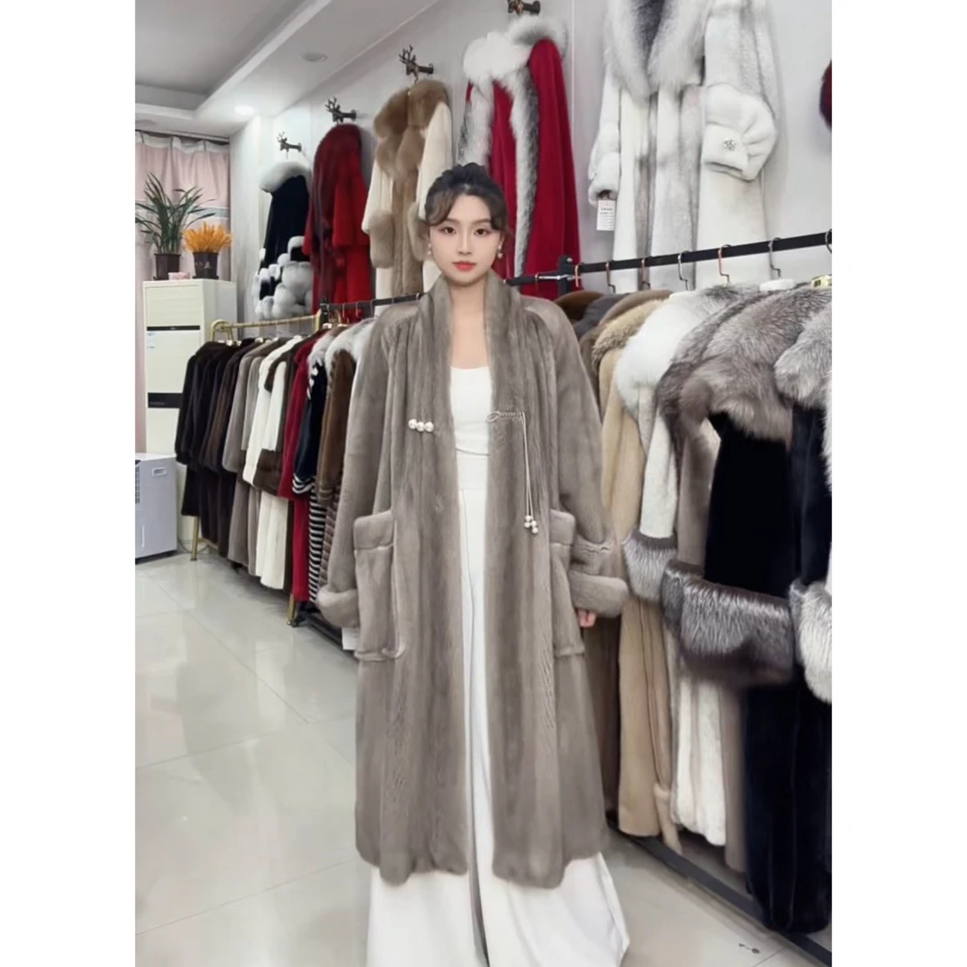 25年新款紫标天鹅绒进口整貂水貂长款国风外套女
