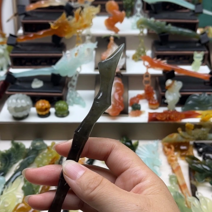 蛇纹石玉未镶嵌岫玉发簪