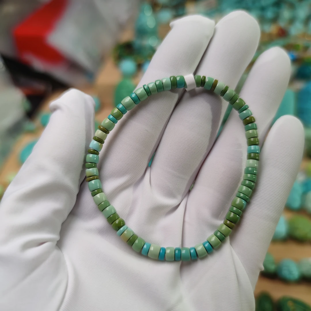 原矿绿松石直切手串