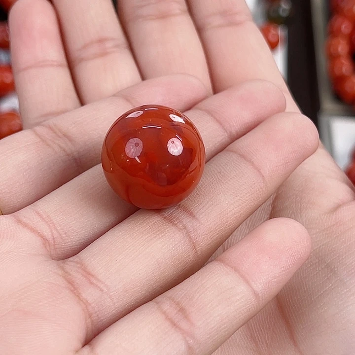南红玛瑙未镶嵌瓦西柿子红双色单珠20mm