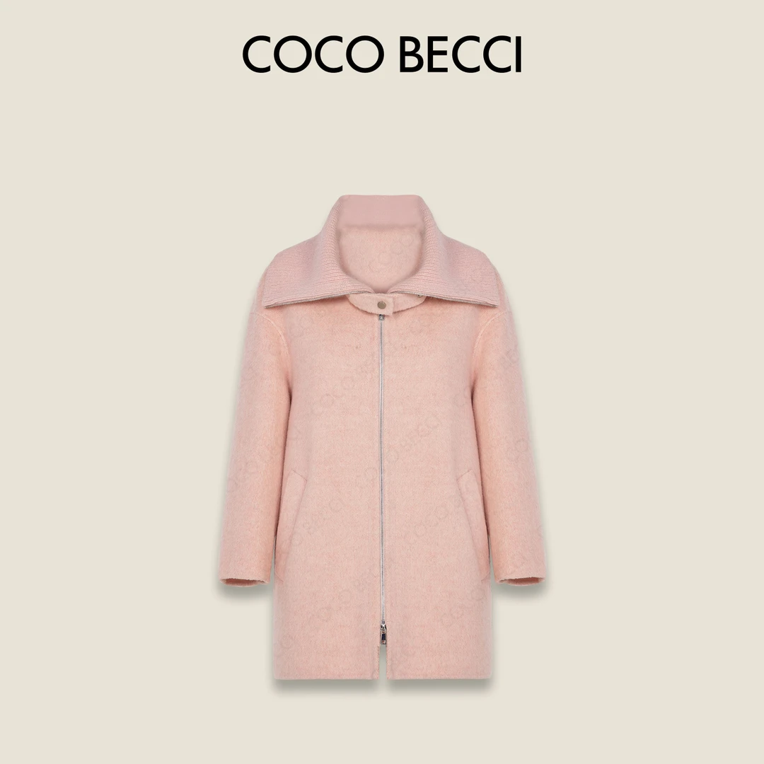 COCO BECCI【冬日暖樱】绵羊毛马海毛高端慵懒风外套CFJJC300126
