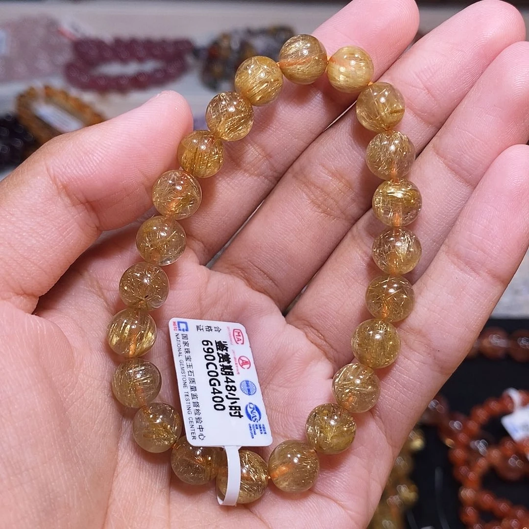 田***️发晶手链未镶嵌烟花发晶8mm