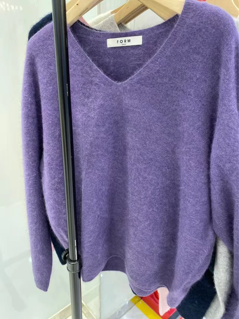 纯色V领毛衣  17