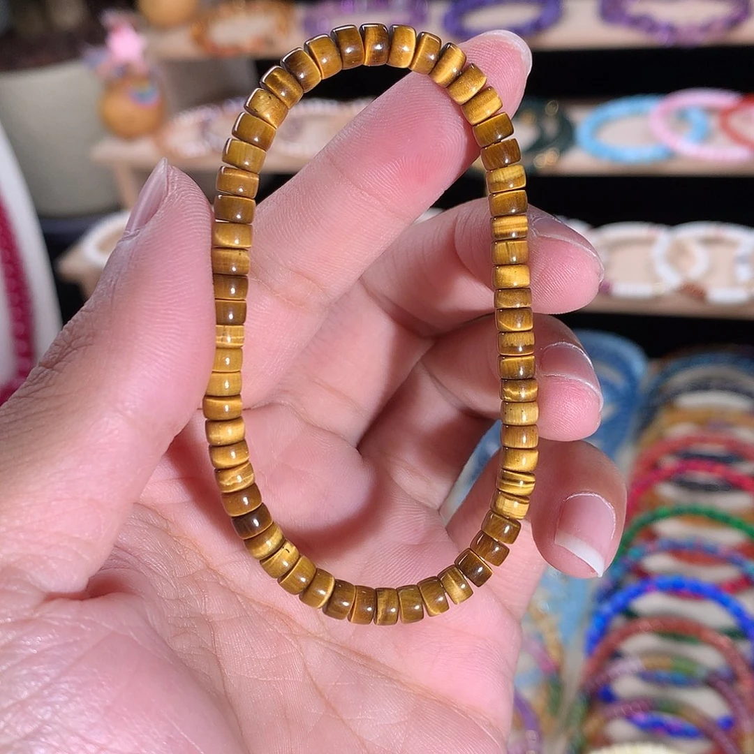 未镶嵌手串木变石（虎睛石）精工药片黄虎眼5mm