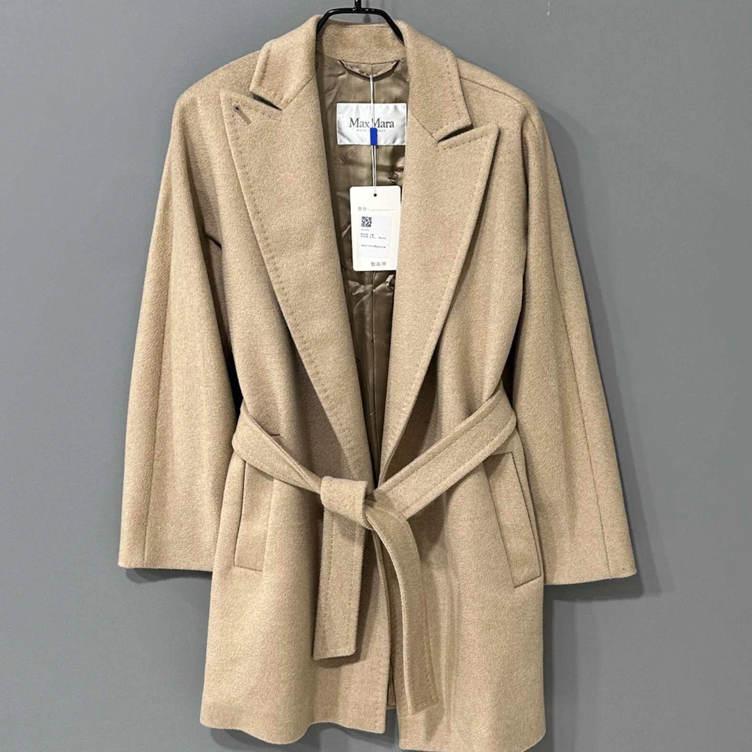 99新 MaxMara 驼色纯山羊绒大衣 MaxMara / 麦丝玛拉/38码/78832