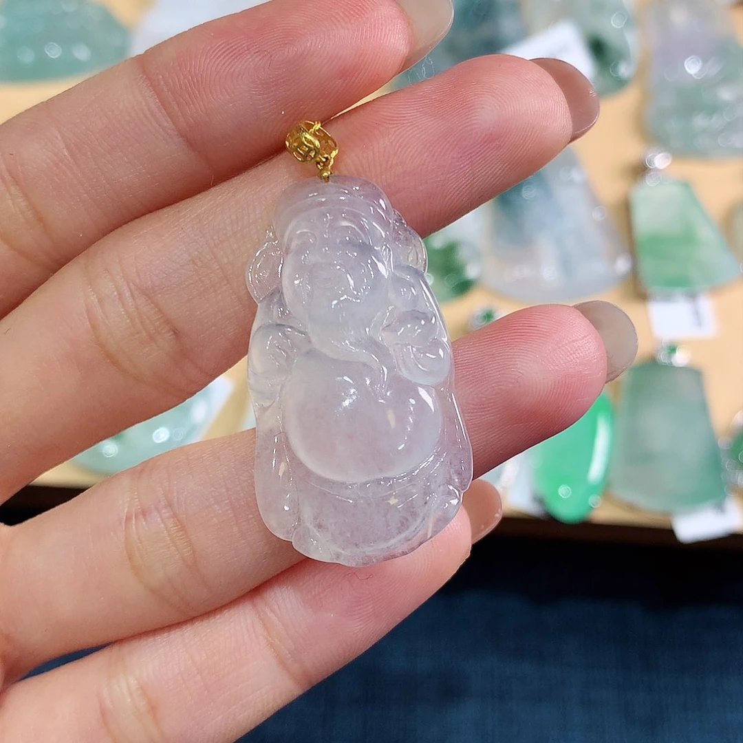 翡翠吊坠(不含链)18K金镶嵌