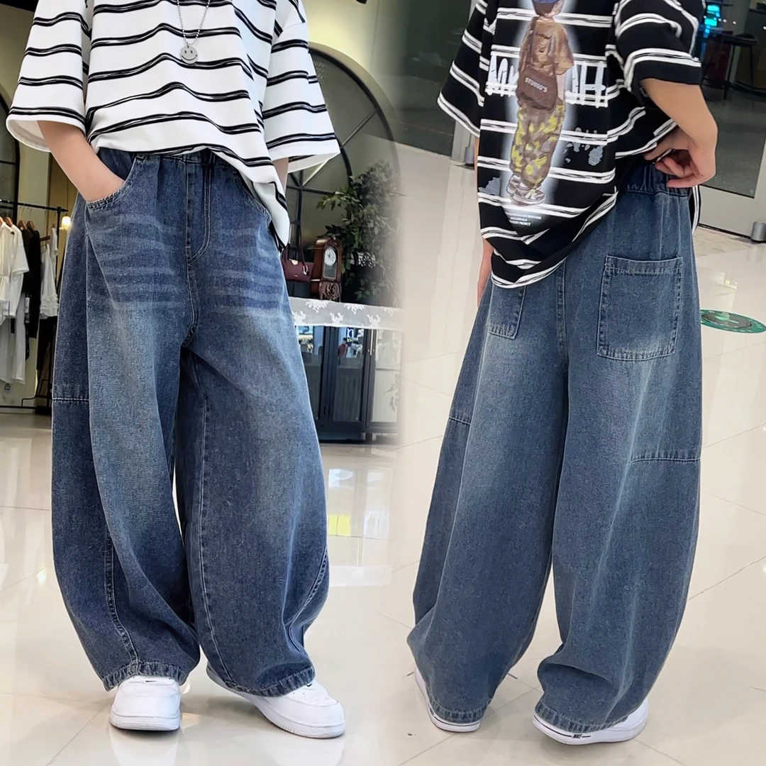 男童牛仔裤中大童装夏秋嘻哈潮酷痞帅时髦宽松儿童休闲弯刀裤洋气