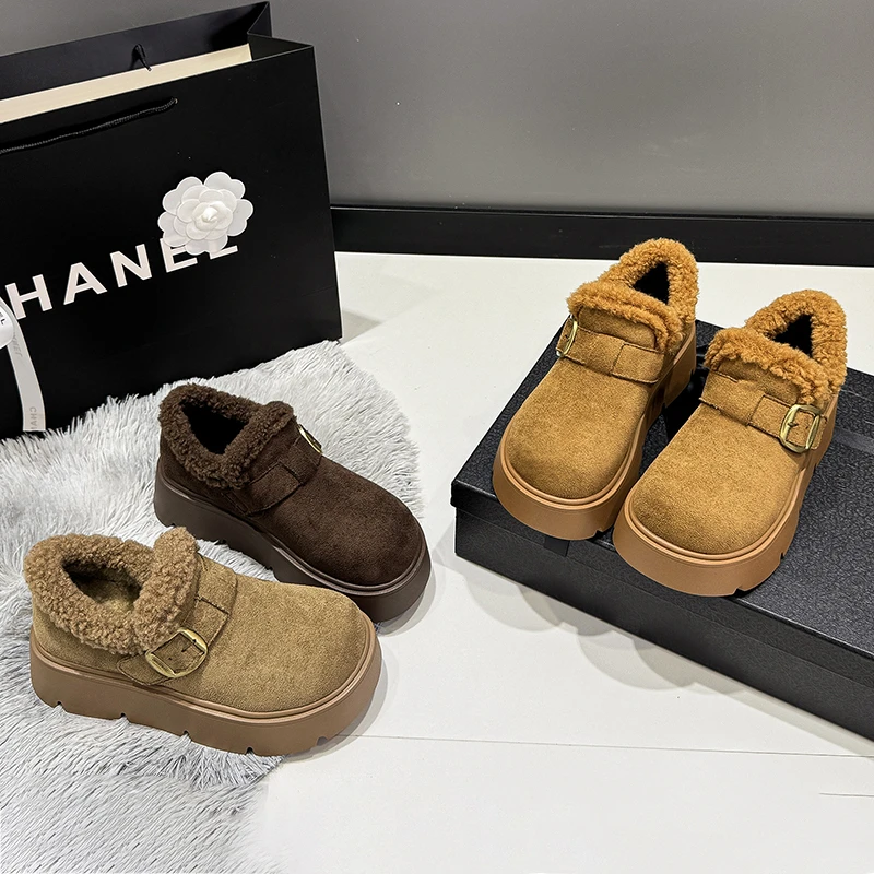 厚底增高加绒保暖勃肯女鞋2025新款冬季爆款雪地靴乐福鞋毛毛棉鞋