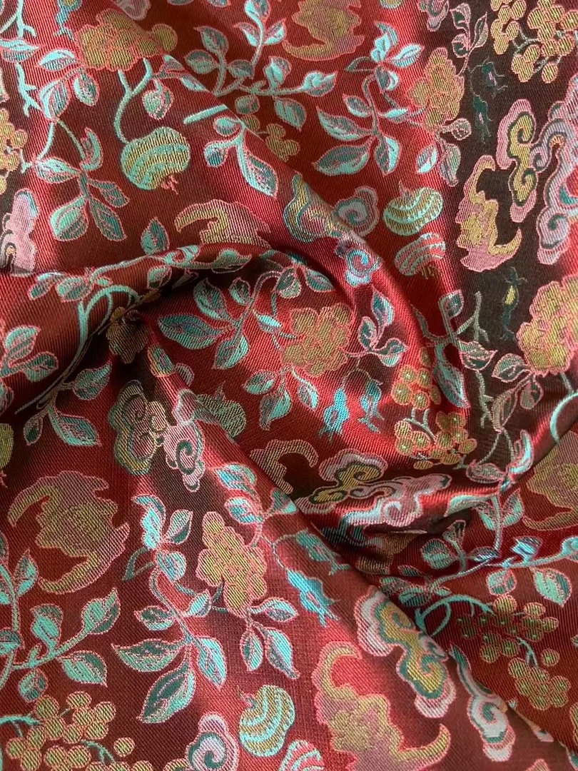 【张和才蜀锦】0.1米福寿子三多锦国风桑蚕丝蜀锦面料0.7米起拍