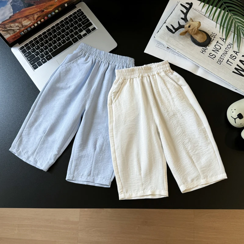 夏季男童阔腿裤儿童裤子纯色休闲裤2025新款防蚊裤中小童夏装长裤
