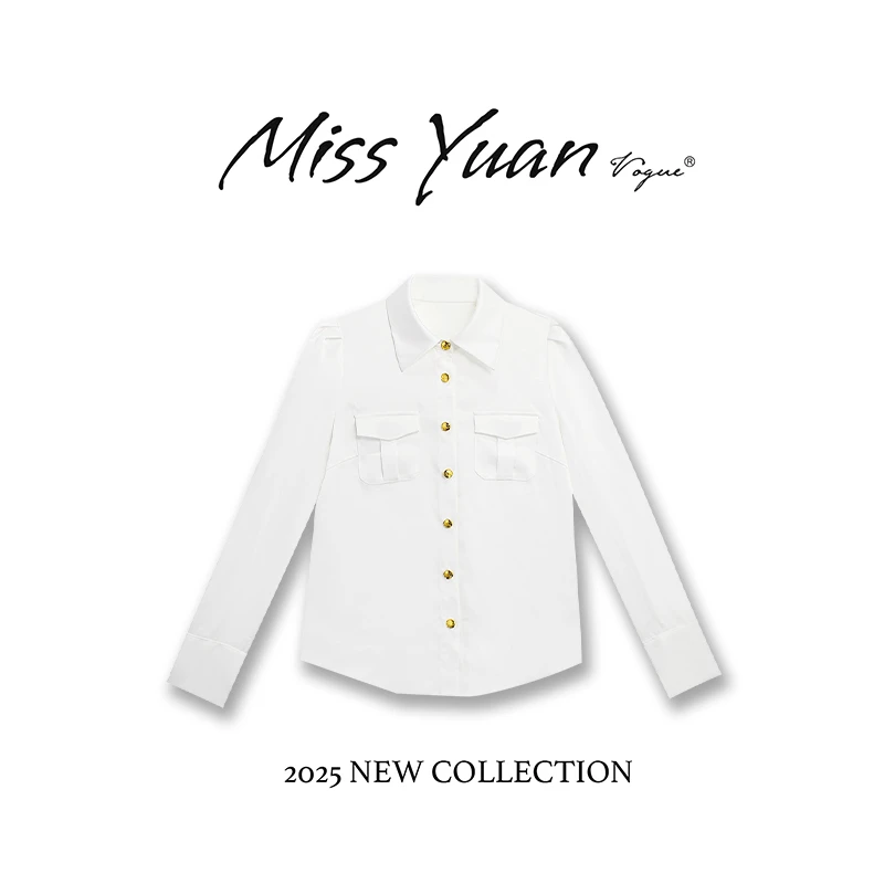 M.Y媛总 2025春季新款时尚白色简约衬衫女休闲百搭上衣1LY2361