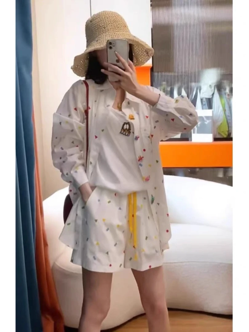 【0774】七#波点上衣+短裤【两件套】