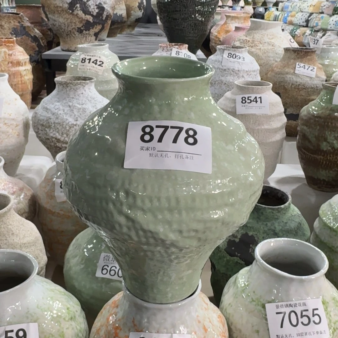 回***、陶摆件景德镇高温花瓶编码8778高28口8默认无孔