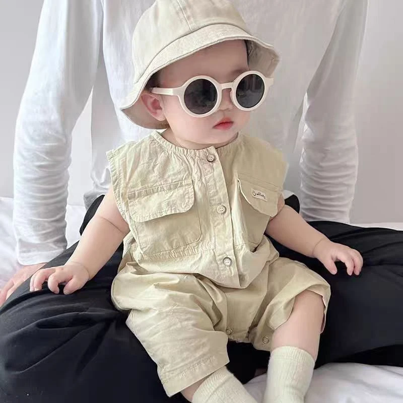 韩版小宝宝连体衣服夏装婴儿夏季工装爬服可爱纯棉哈衣外出洋气