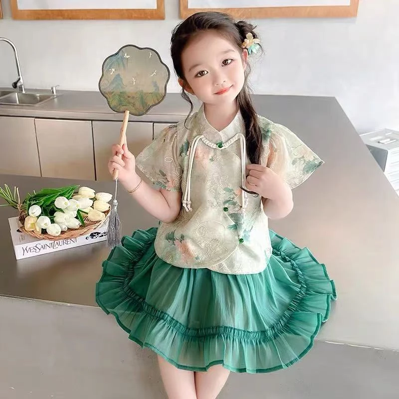 【76】-女童学院风套装夏季2025新款儿童服装卡通两件套131