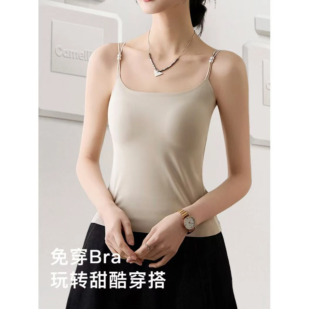 细肩带一体固定杯无痕服帖美背吊带背心~F020Q小静折扣