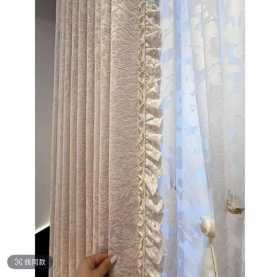 一明花边新款立边网红款高级感棉麻风格绣花钉珠花边