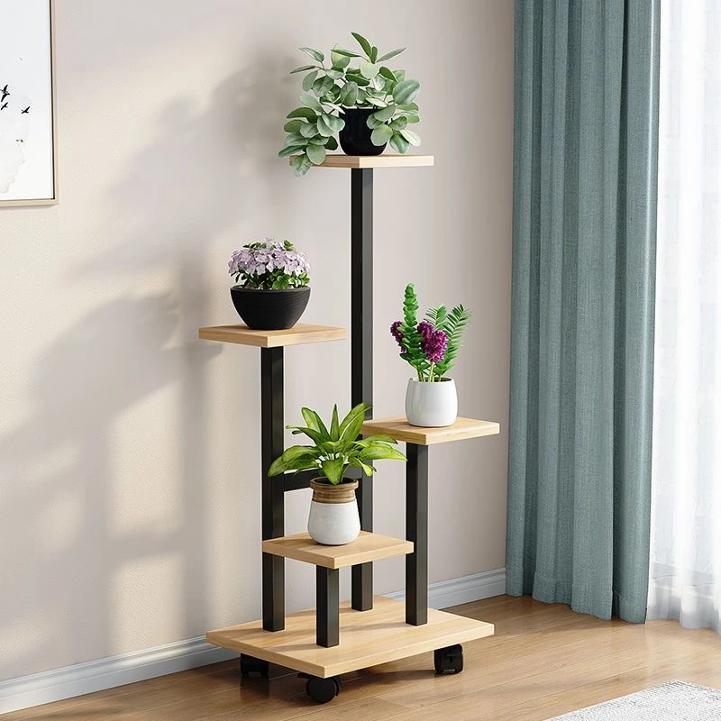 【北欧风】花架子阳台滑轮花盆架落地多层客厅绿萝植物置物架高档