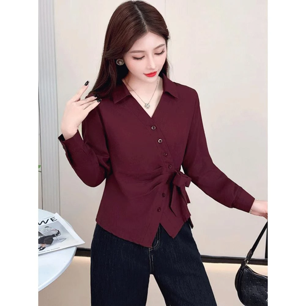 爆款长袖衬衣法式小资收腰上衣早秋女装2025新款衬衫巨好看的小衫